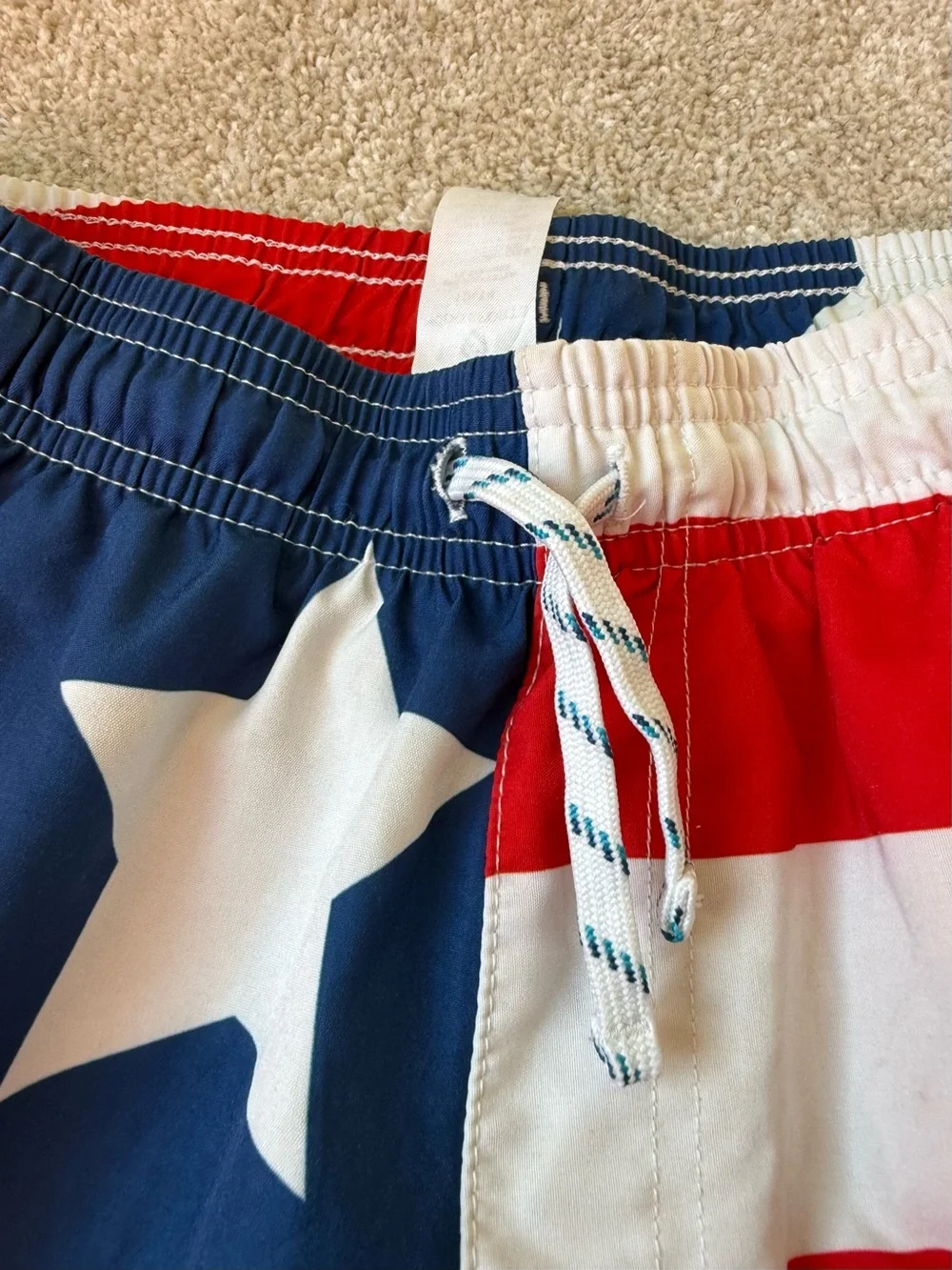 Boys American Flag Pattern Swim Shorts - Red, White & Blue